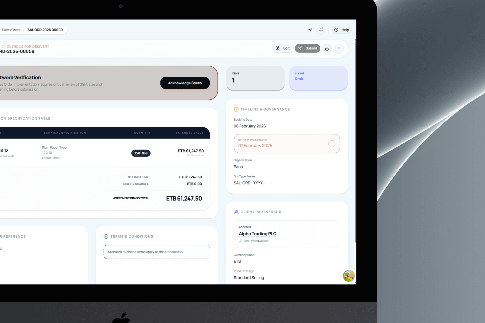Obsidian ERP v3.0 — View 2