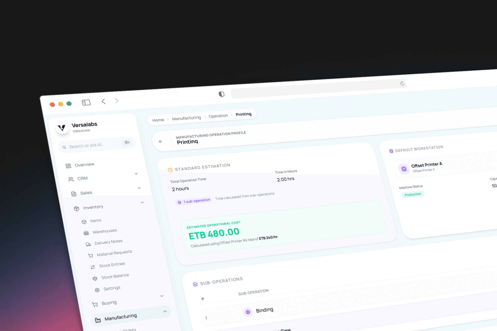 Obsidian ERP v3.0 — View 3